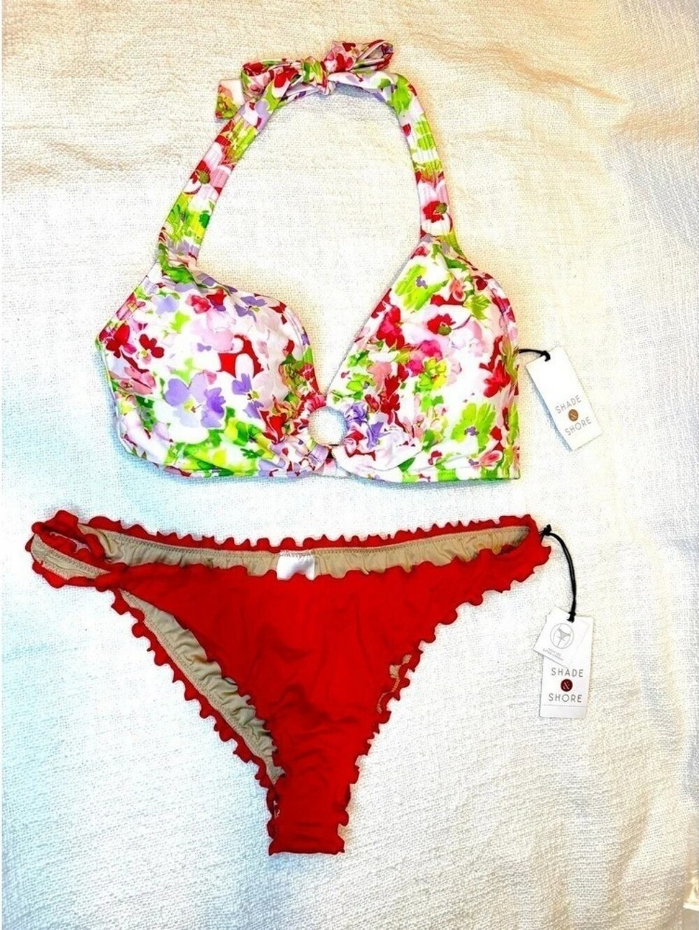 Shade & Shore Teal Twist High-Rise Bandeau Bikini